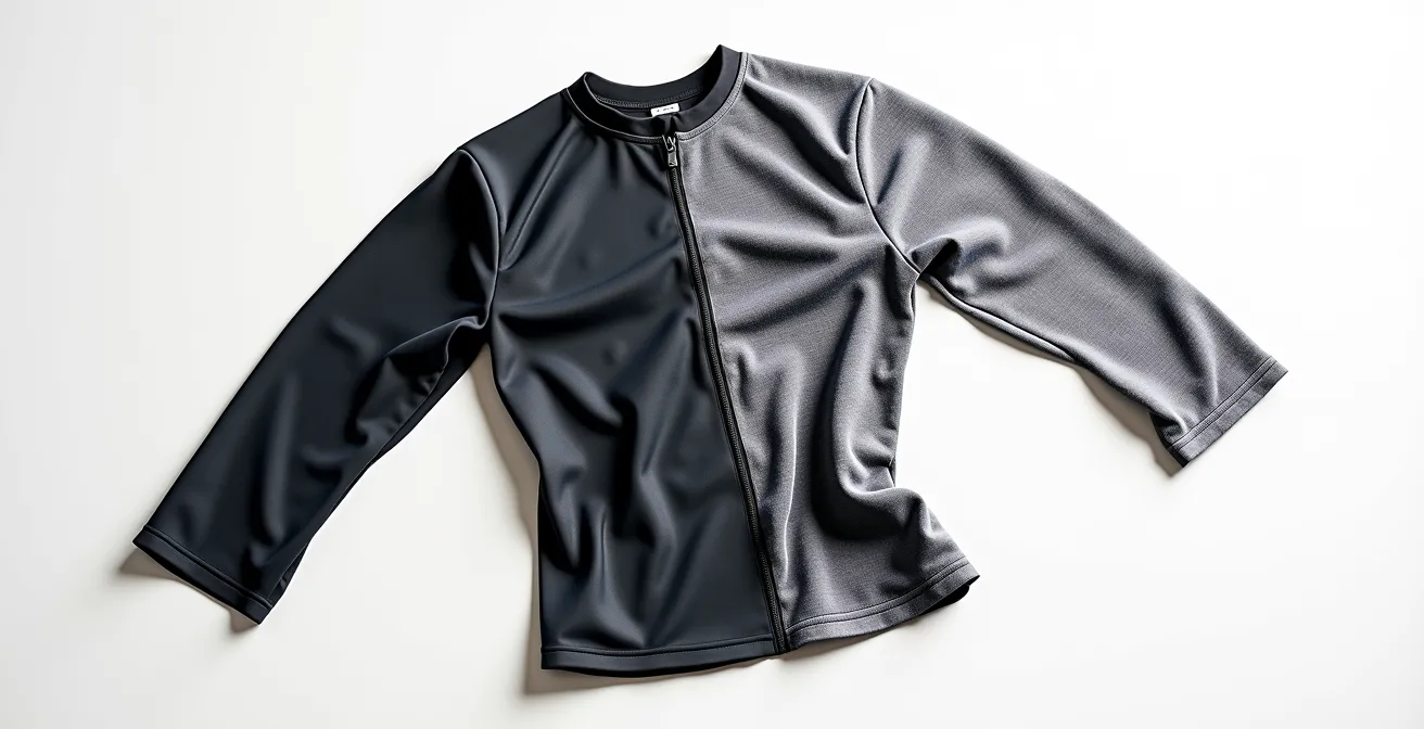 Vêtement de tennis avec zones de ventilation différenciées selon le body mapping