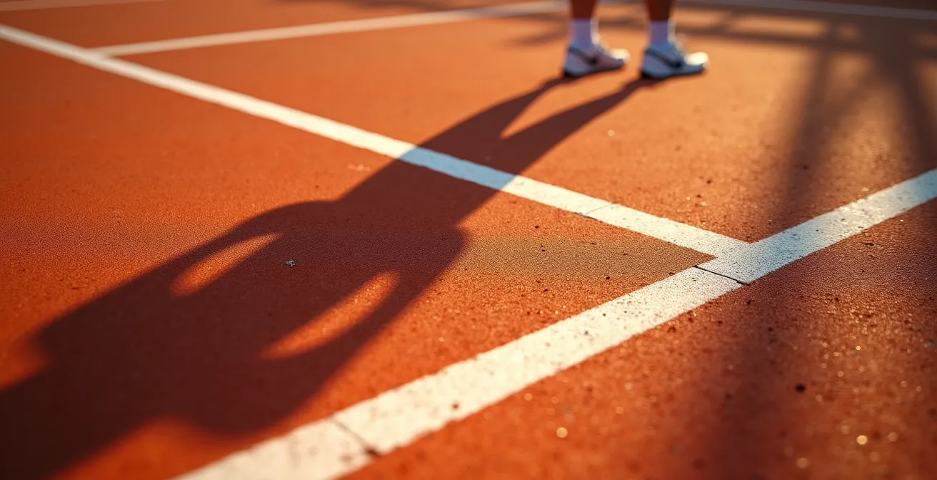 Vue aérienne d'un court de tennis montrant le positionnement tactique en double inclusif